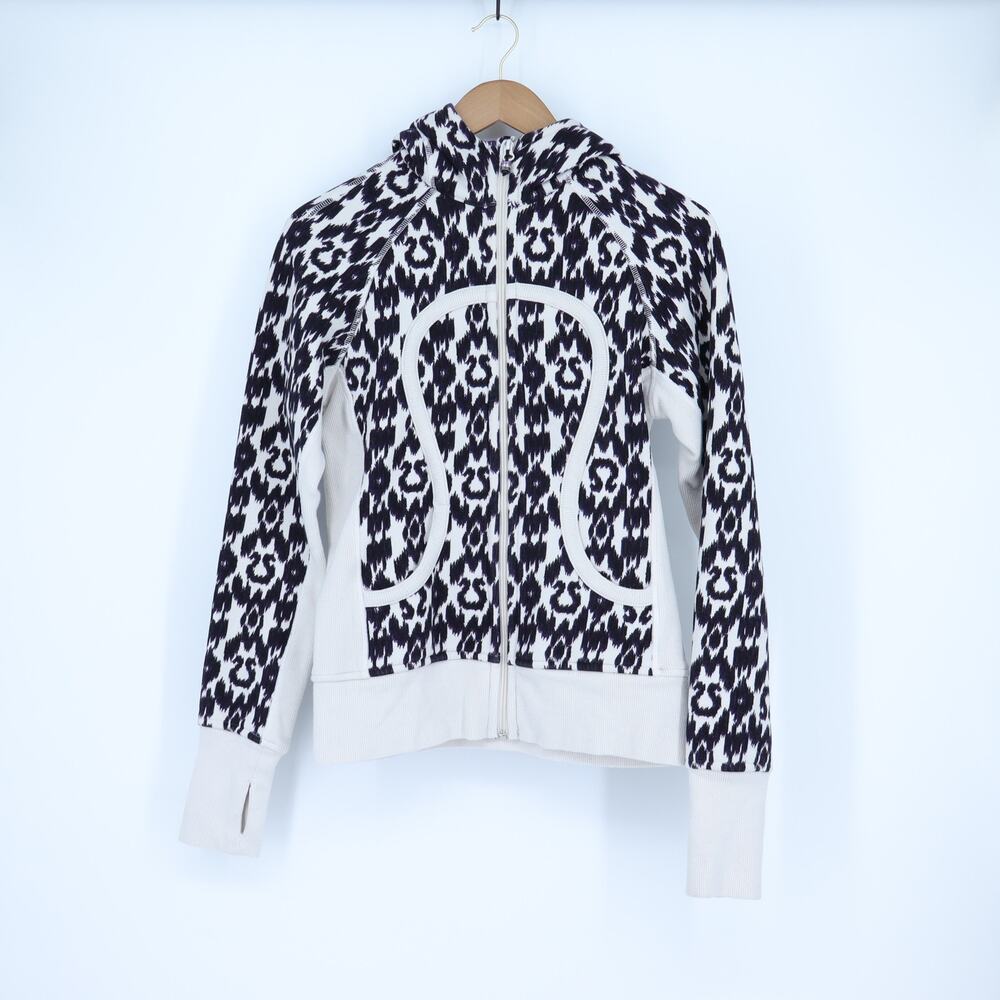 Lululemon Scuba Hoodie Simply Ikat Black White Full Zip Sweatshirt Women's 6